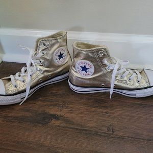 Gold Converse High Top Shoes 6.5 Women's